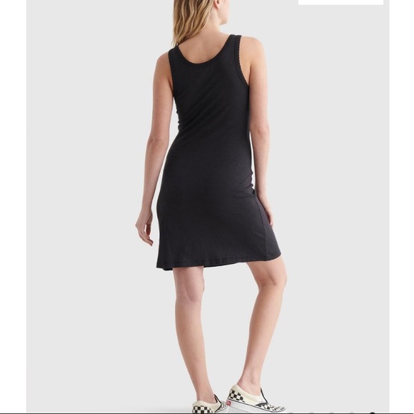 🆕 Lucky Brand Scallop Notch Midi Dress in Jet Black | Womans Small - Picture 4 of 7